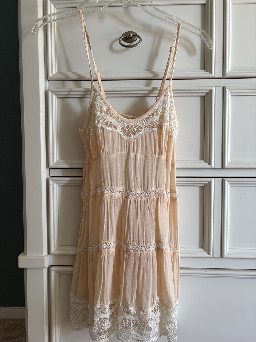 Free People XS Women's Cream Lace-Trim tank tunic